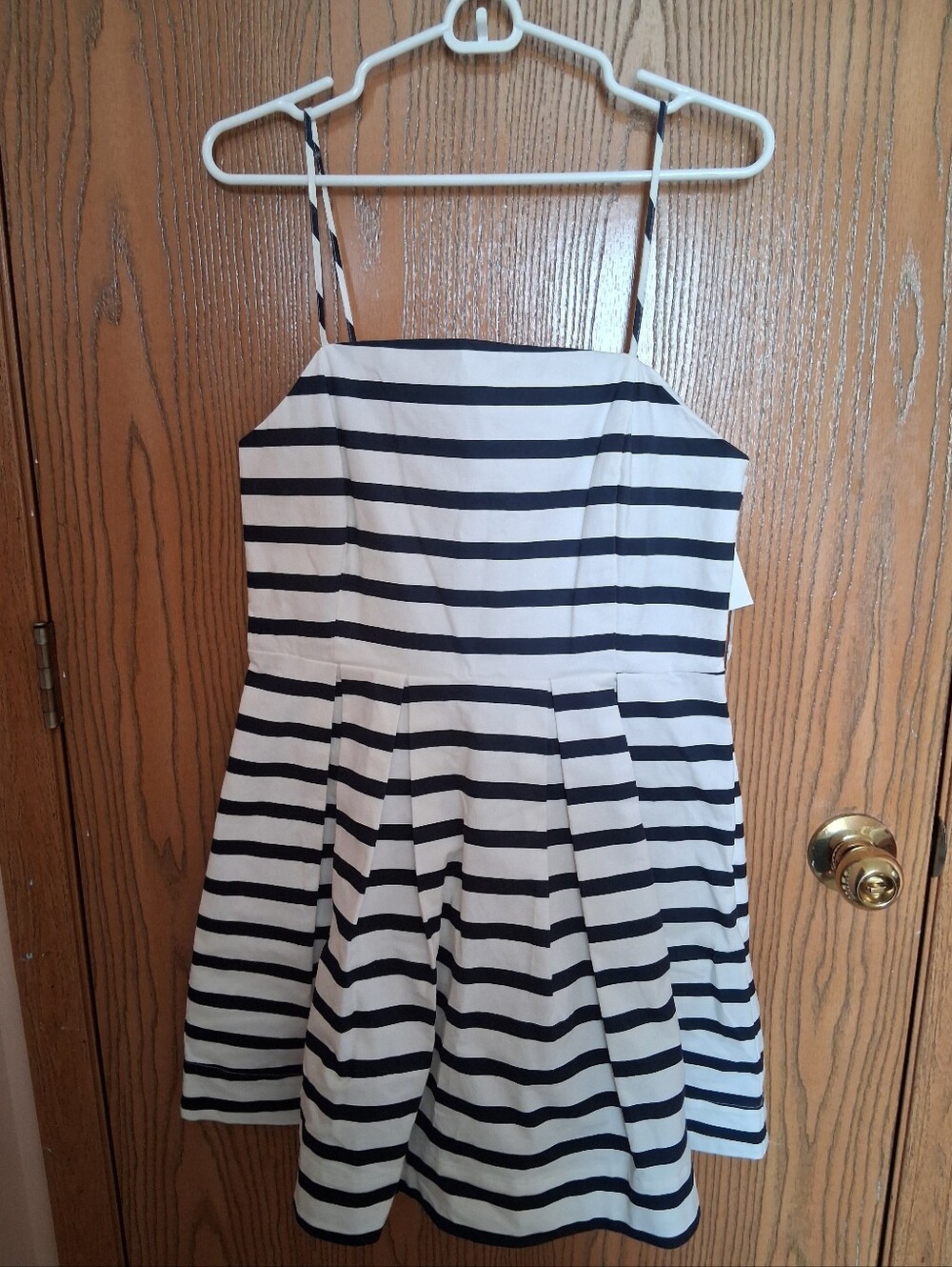 English Factory Navy and White Striped Spaghetti Strap Dress